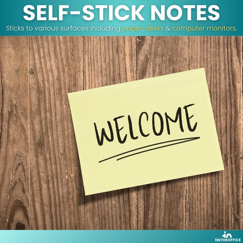 1InTheOffice Pastel Sticky Notes 3x3, Sticky Note Pads, Self-Stick Note Pads, Assorted Colors, 100-Sheet, 24/Pack - Image 4